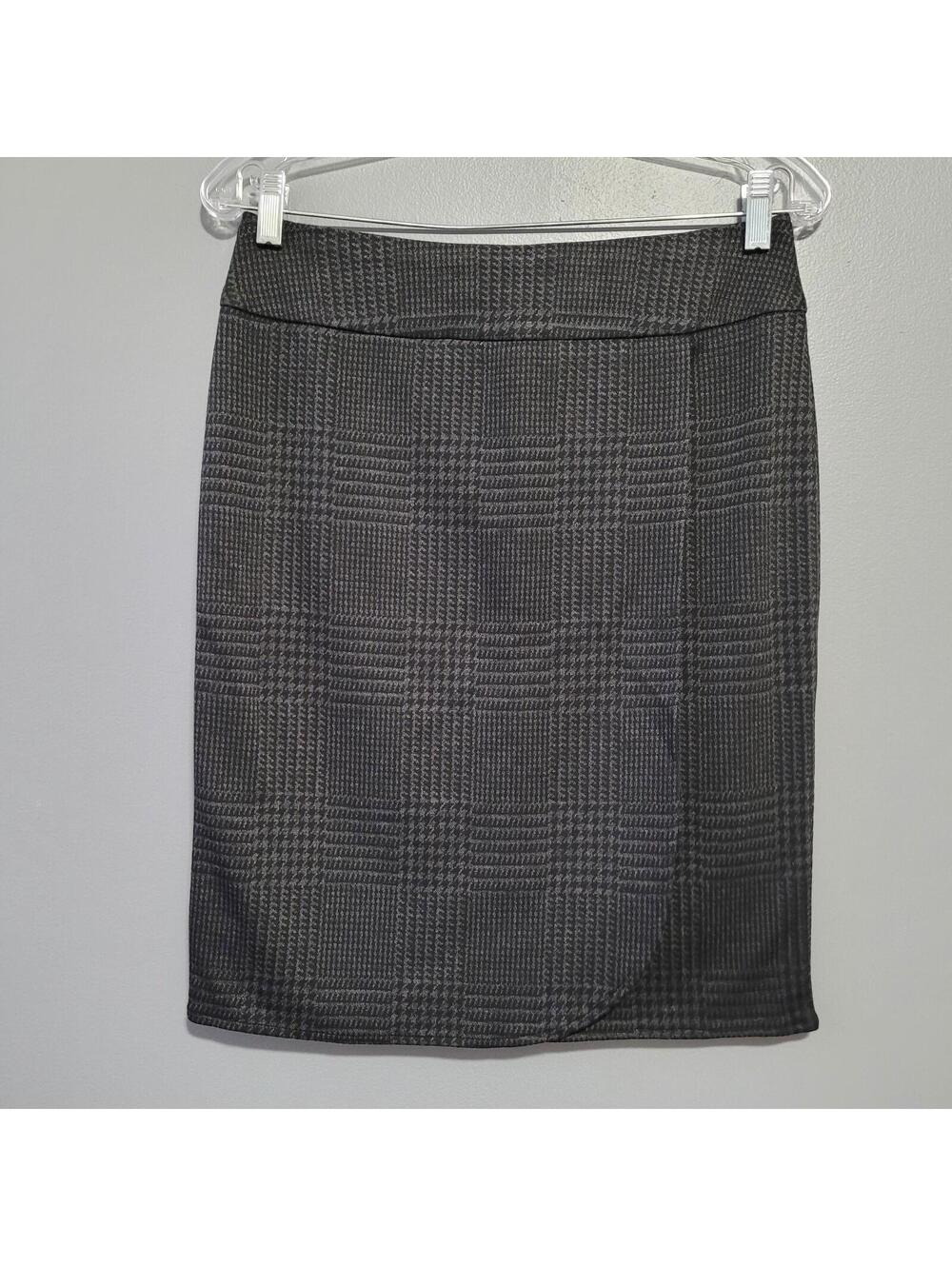 Denver Hayes Women's Black Mini Pinstripe Plaid Dressy Knee High Skirt Size 27